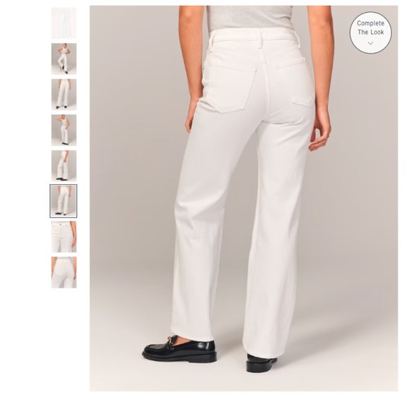 NEW Abercrombie High Rise 90s Relaxed Jean White - 34W Short - Picture 5 of 11